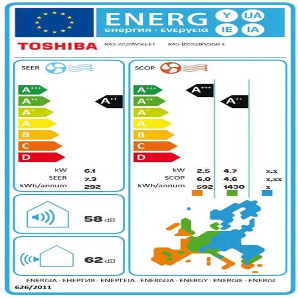 Toshiba Edge White RAS-B22J2KVSG-E/RAS-22J2AVSG-E 22000 BTU